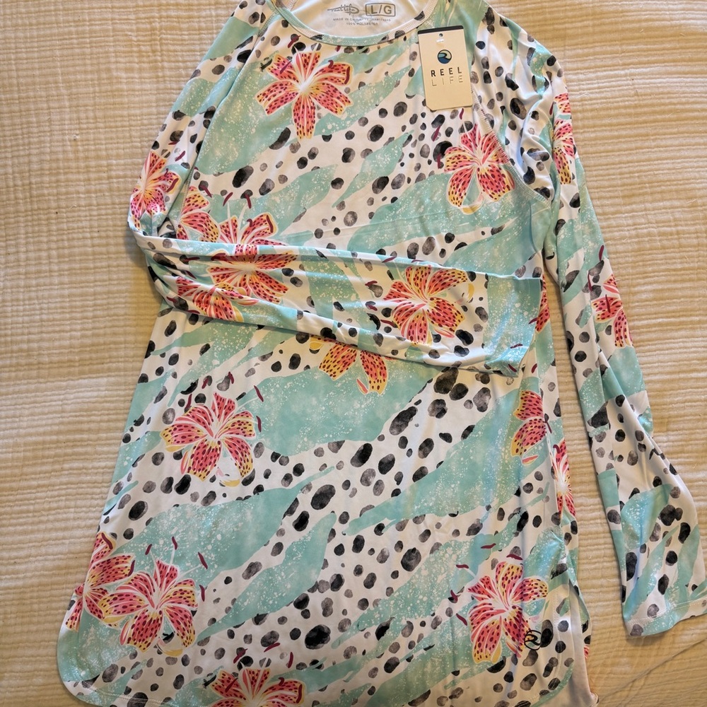 Reel Life Tropical Long Sleeve Cover Up